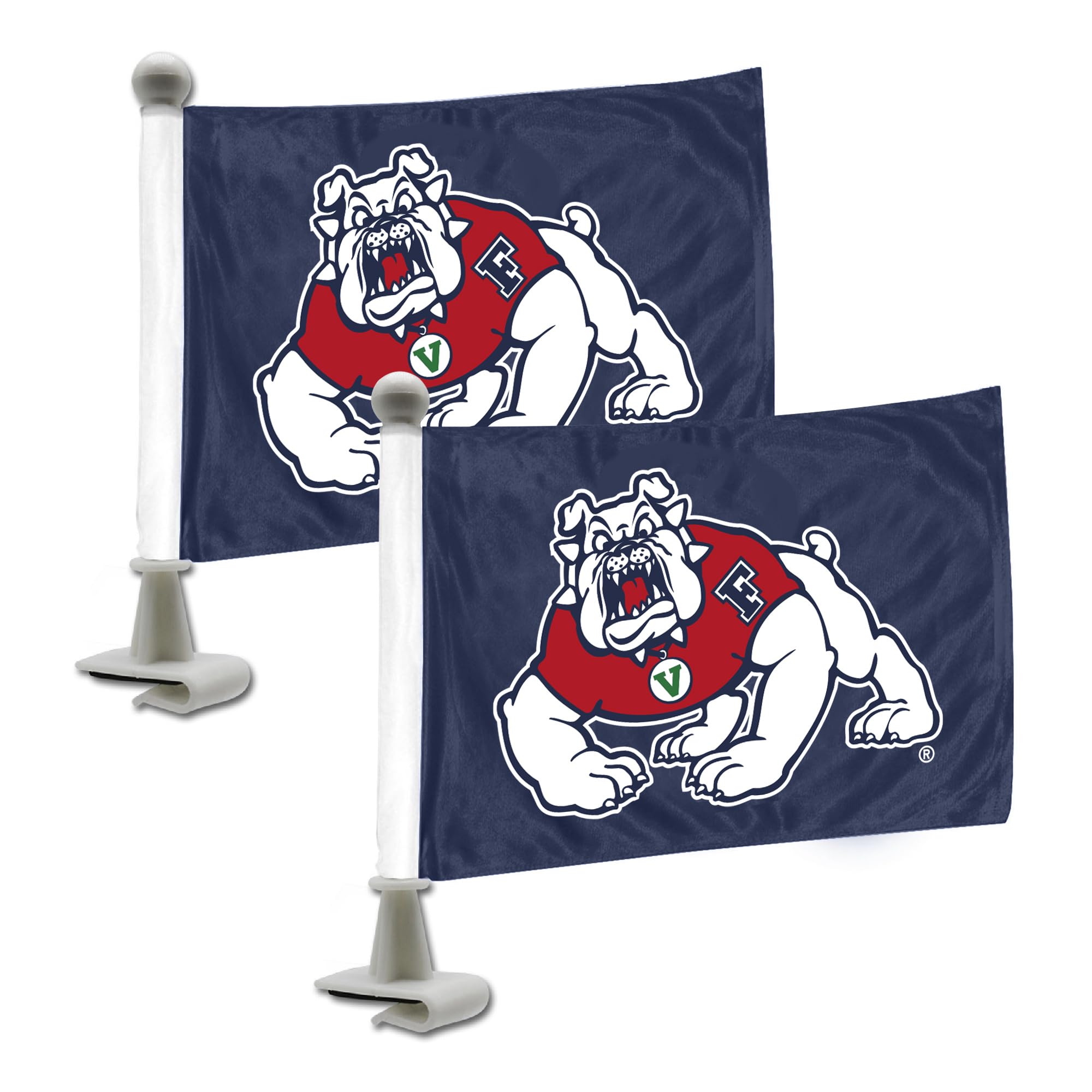 FANMATS 61939 Fresno State Bulldogs Ambassador Car Flags - 2 Pack Mini Auto Flags, 4in X 6in, Perfect for Hood or Trunk