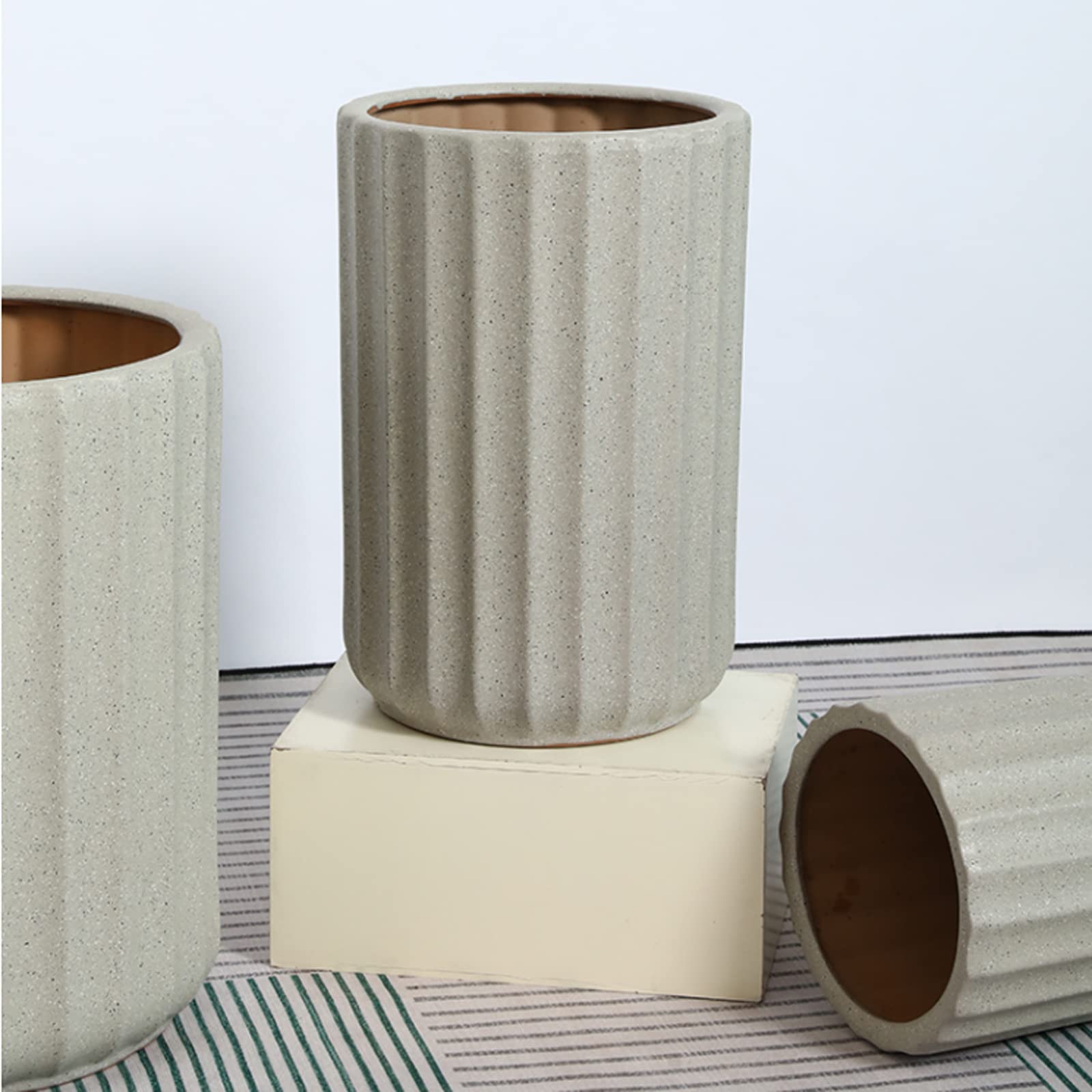 Vasi da Giardino Vasi per fioriere in Ceramica Geometrica, Vaso da Fiori Stile Puntini d'inchiostro con Foro di drenaggio per Piante grasse Serpente Orchidea Cactus