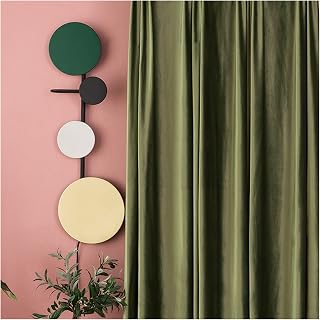 Cortinas opacas de terciopelo verde oliva, 2 paneles, ojales de color sólido y plisadas, cortinas opacas para dormitorio y sala de estar, 140 x 245 cm, bloqueo de luz y eficiencia energética
