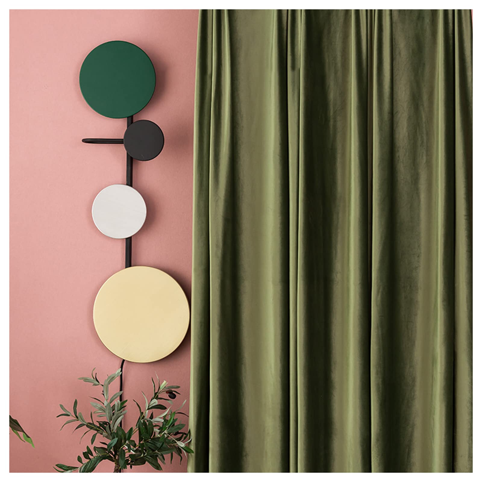 Rideaux occultants velours olive 135x244 isolant thermique salon