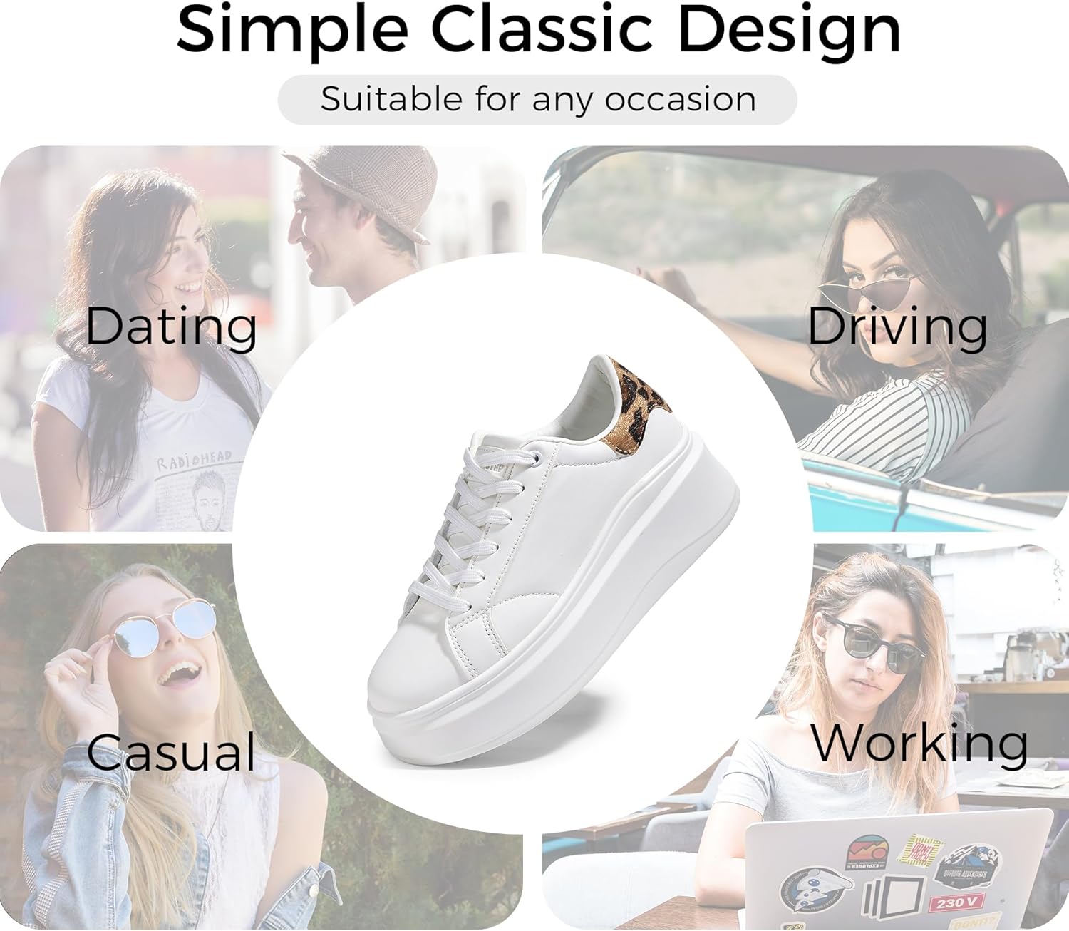 LUCKY STEP Women's Platform Fashion Sneakers Faux Leather Classic Tennis Shoes Low Top Casual Walking Shoes - Image 3
