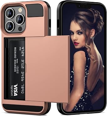 Vofolen for iPhone 13 Pro Max Case Wallet with Card Holder Rose Gold