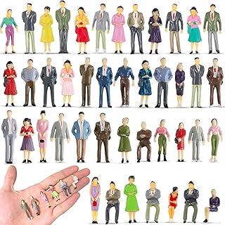 VICDUEKG 50 Pcs Mini People Figurines 1: 50 Scale Miniature People Sitting and Standing Tiny People Model Trains Museum Architectural Painted Little Plastic Figurines for Miniature Scenes
