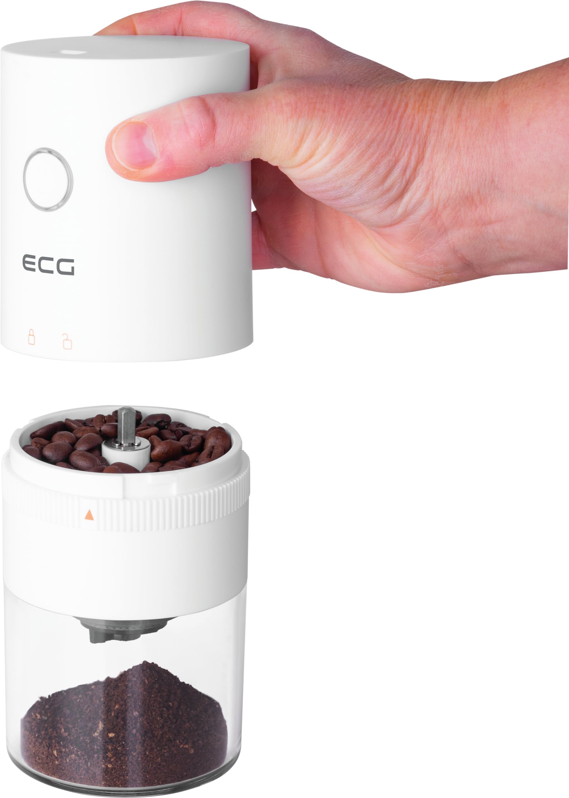 ECG KM 150 Minimo White, Kaffeemühle, USB-C, Weiss