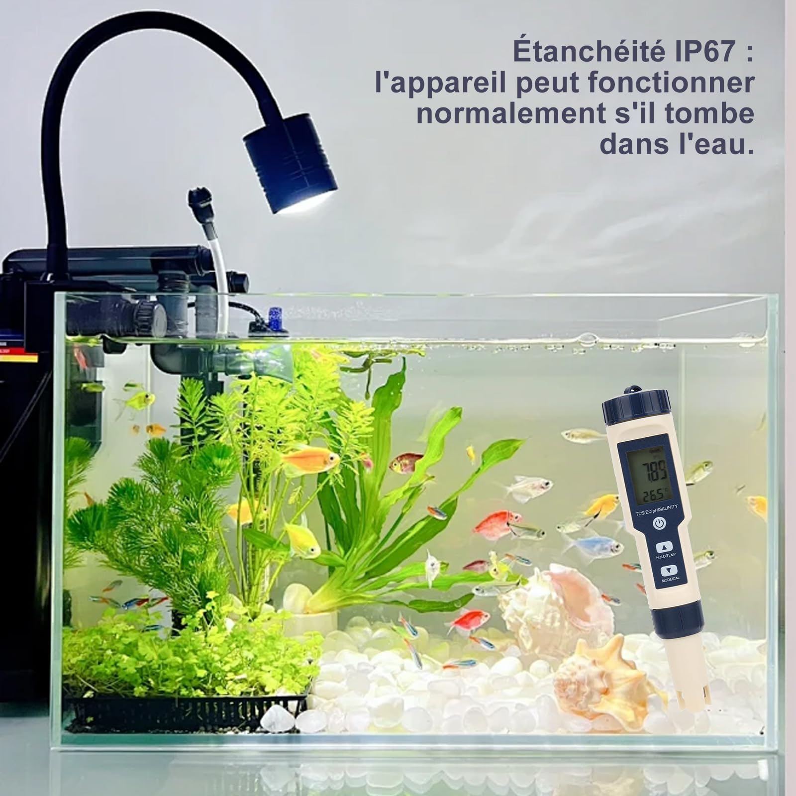 Testeur Sel Piscine Seenlin - 7 En 1 PH/TDS/EC/ORP/s.g/Salinité/Température Testeur De Qualité D'eau De Piscine Multifonction Avec électrode Testeur De Sel Pour Piscine