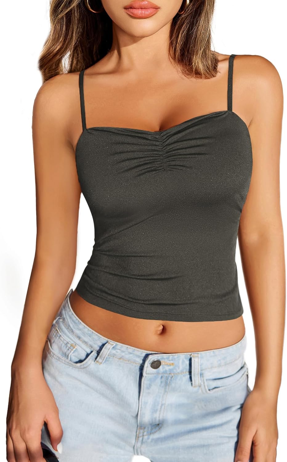 Avidlove Sexy Camisoles Tank Tops for Women Cute Spaghetti Strap Crop Ruched Tube Top