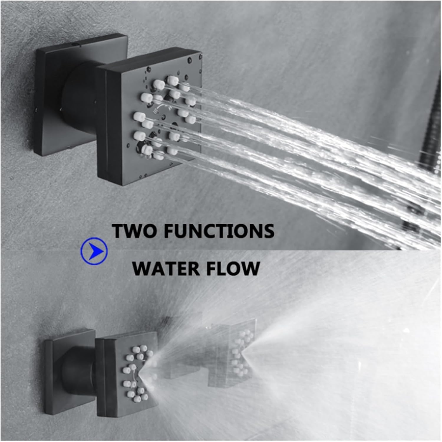 Jet Shower Switch 2 Functions High Pressure Massage Sprayer Chrome/Black/Gold/Grey Shower System(Chrome,4 pcs)