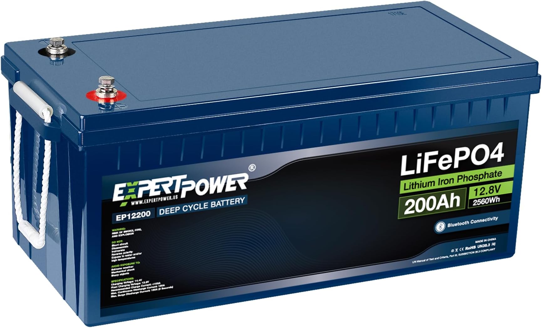 12V 200Ah Lithium LiFePO4 Deep Cycle Rechargeable Battery | Bluetooth | 2500-7000 Life Cycles & 10-Year Lifetime | Built-in BMS | RV, Camper, Solar, Marine, Overland, Off-Grid
