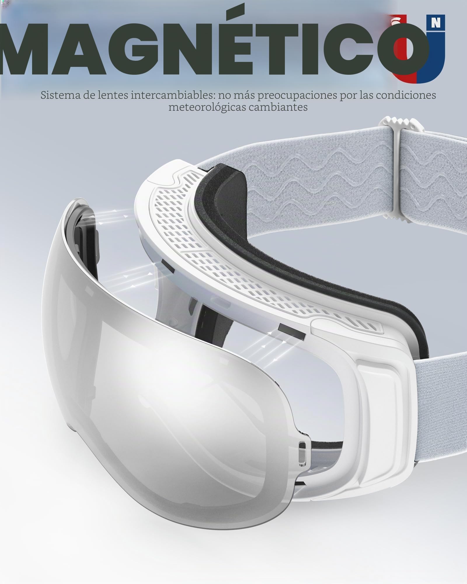Findway Gafas de Esquí Magnéticas OTG Hombre Mujer Lente Intercambiable Anti Niebla Protección UV