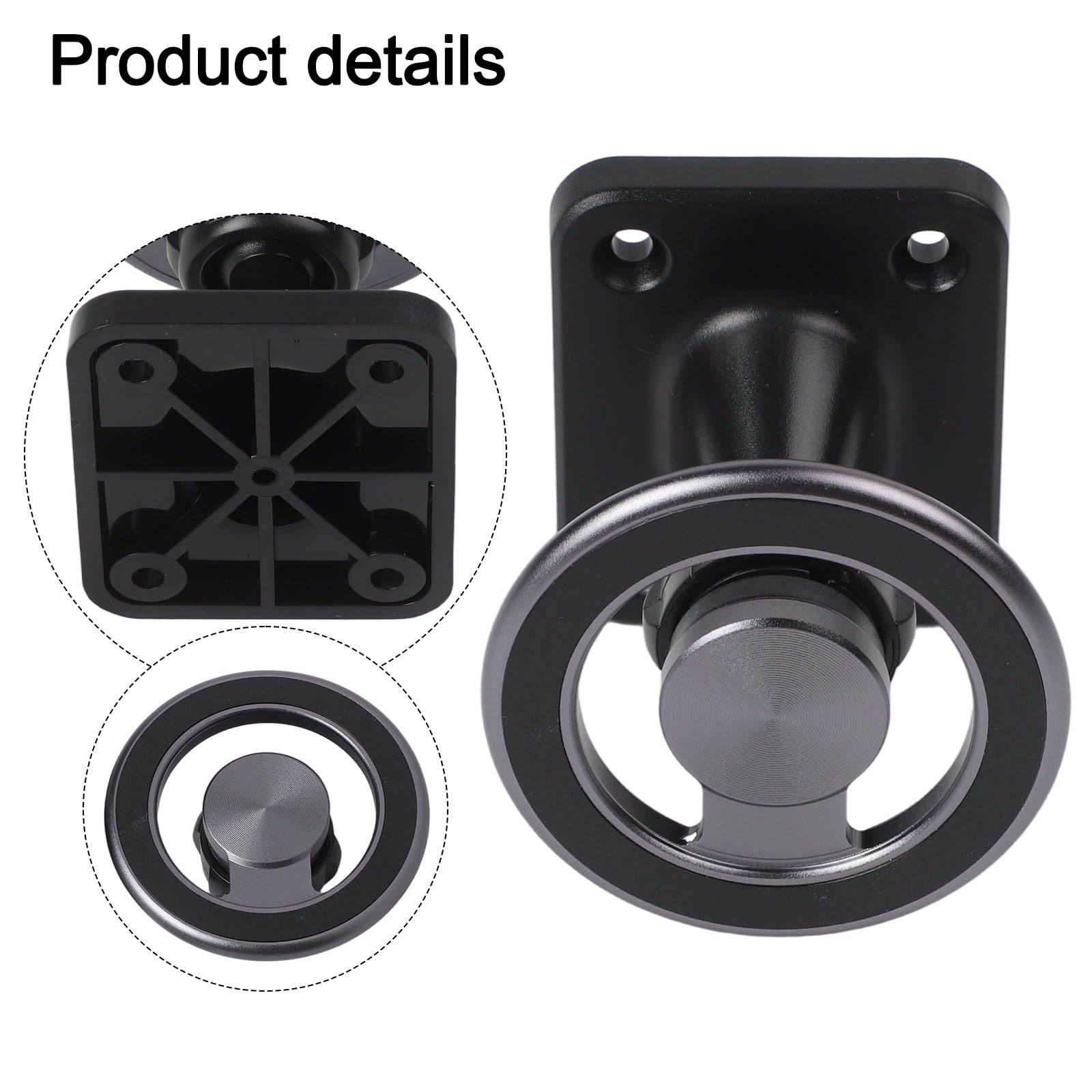 Supporto da parete regolabile per tablet e telefoni rotanti a 360°, struttura in lega di alluminio, per design compatto 6 x 5 cm, forte tenuta magnetica, nero