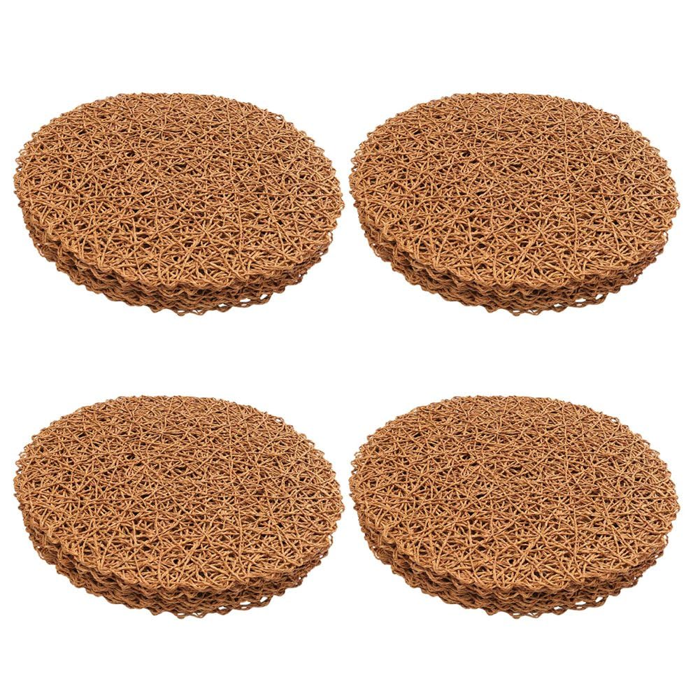 Hndhbfgrt Round Paper Woven Placemats,Decorative Rope Mesh Place Mats for Dining, Party and Wedding 48PCS