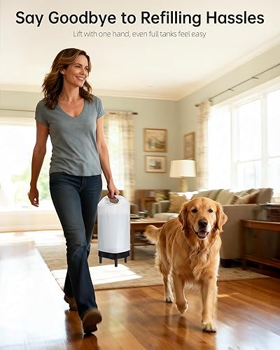 Miniatura 2 de Dispensador automático de agua para perros con filtro, 2.4 galones de gravedad grande, alimentador automático de agua para mascotas con cuenco de