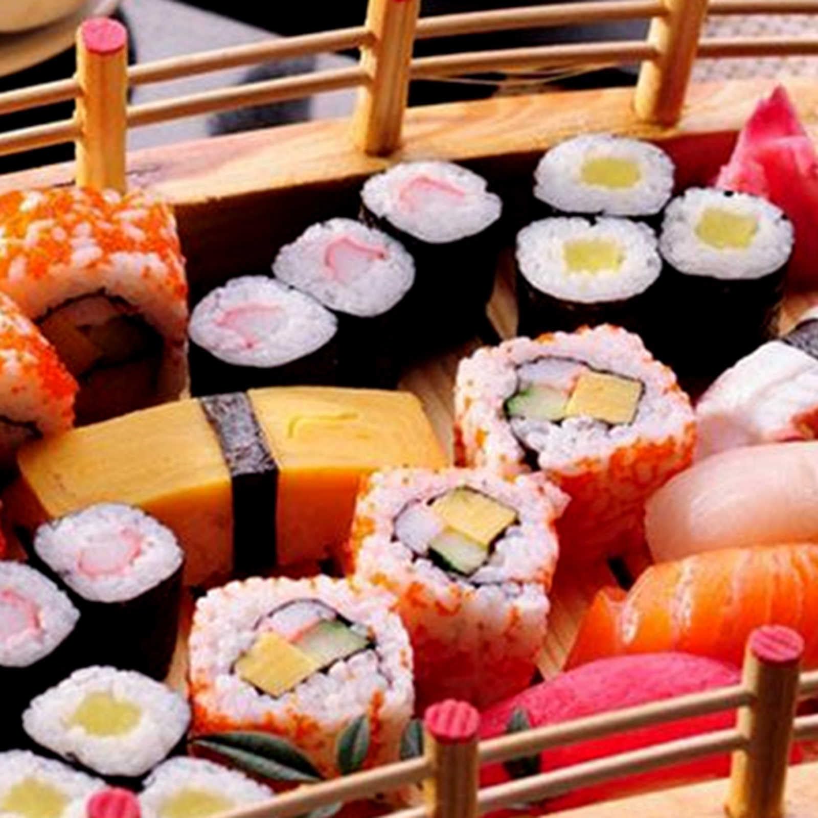 Bambus łódź sushi, bambusowa zastawa stołowa, talerz sashimi i talerz na jedzenie, most sushi łódź drewniana deska do serwowania sashimi taca dolna demontaż Containe