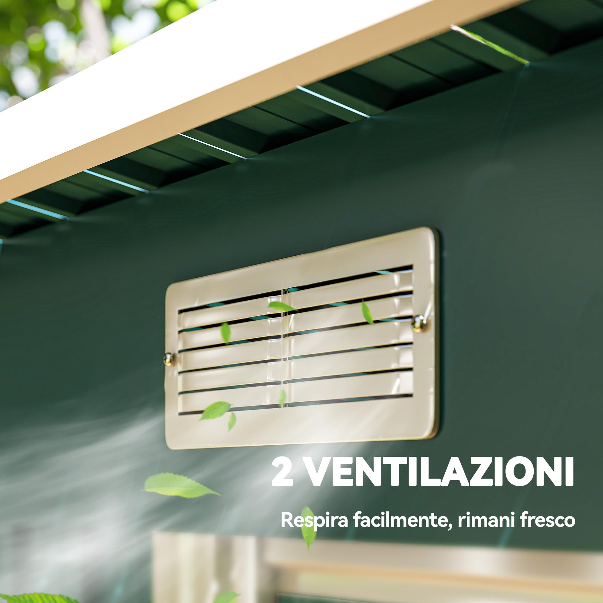 Outsunny Casetta da Giardino con Prese d'Aria 272x134x182 cm Verde Scuro