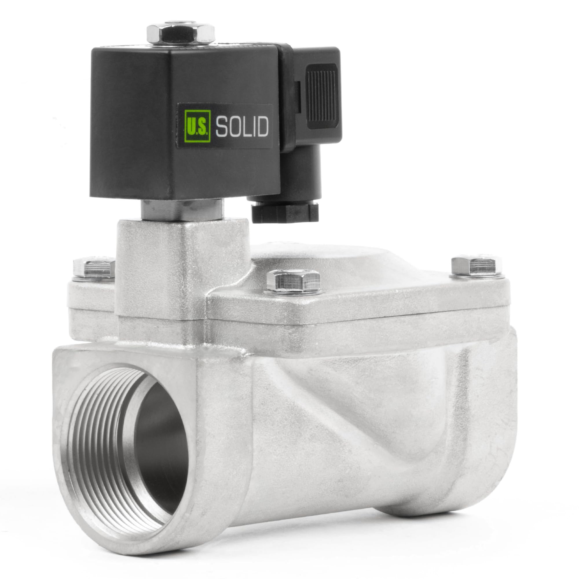 U.S. Solid Magnetventil Edelstahl 1 1/4" 24V AC, 0,3-16 bar, stromlos geschlossen, VITON-Dichtung, G-Gewinde - Pilotgesteuert