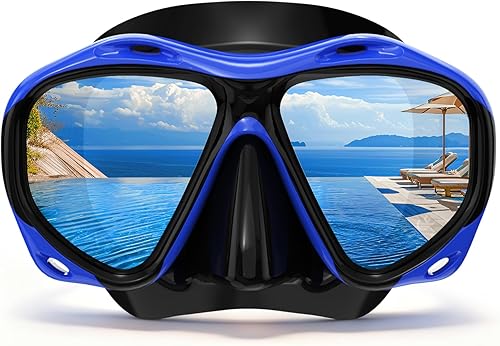 Scuba Mask Adults, Diving mask, Snorkel Swimming Goggles with Nose Cover for Youth, Free Diving Mask, Panoramic HD Tempered Glass Snorkeling Gear