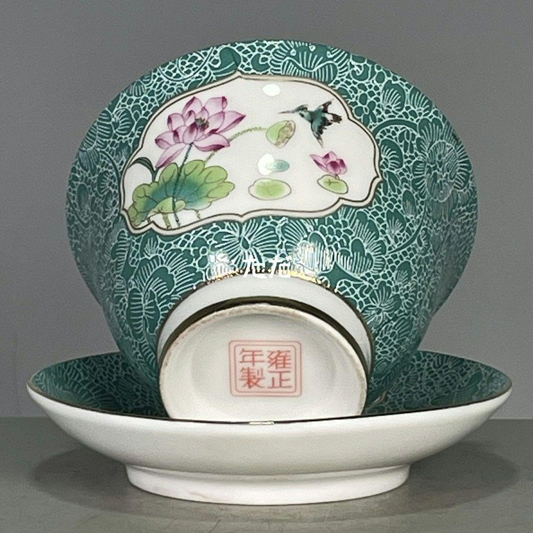 エナメル彩荷模様三才蓋碗 中国茶器景徳镇 蓋付き茶器 飲茶食器 煎茶具 未使用品 エナメル彩荷模様三才蓋碗 中国茶器景徳镇 蓋付き茶器 飲茶食器 煎茶具