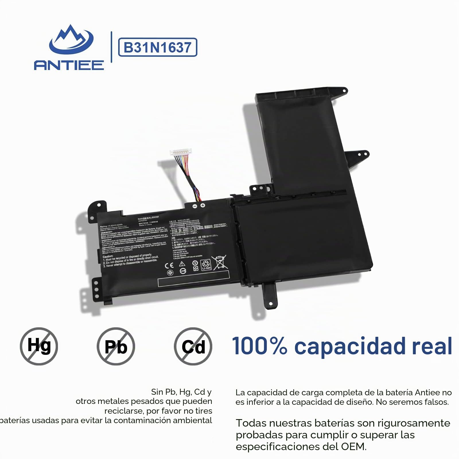 ANTIEE B31N1637 Laptop Batería Compatible with ASUS VivoBook X510 X510U X510UQ X510UA X510UAR X510UF VivoBook S15 S510U S510UF S510UQ S510UN S510UR S510UA F510 F510U F510UA F510UQ