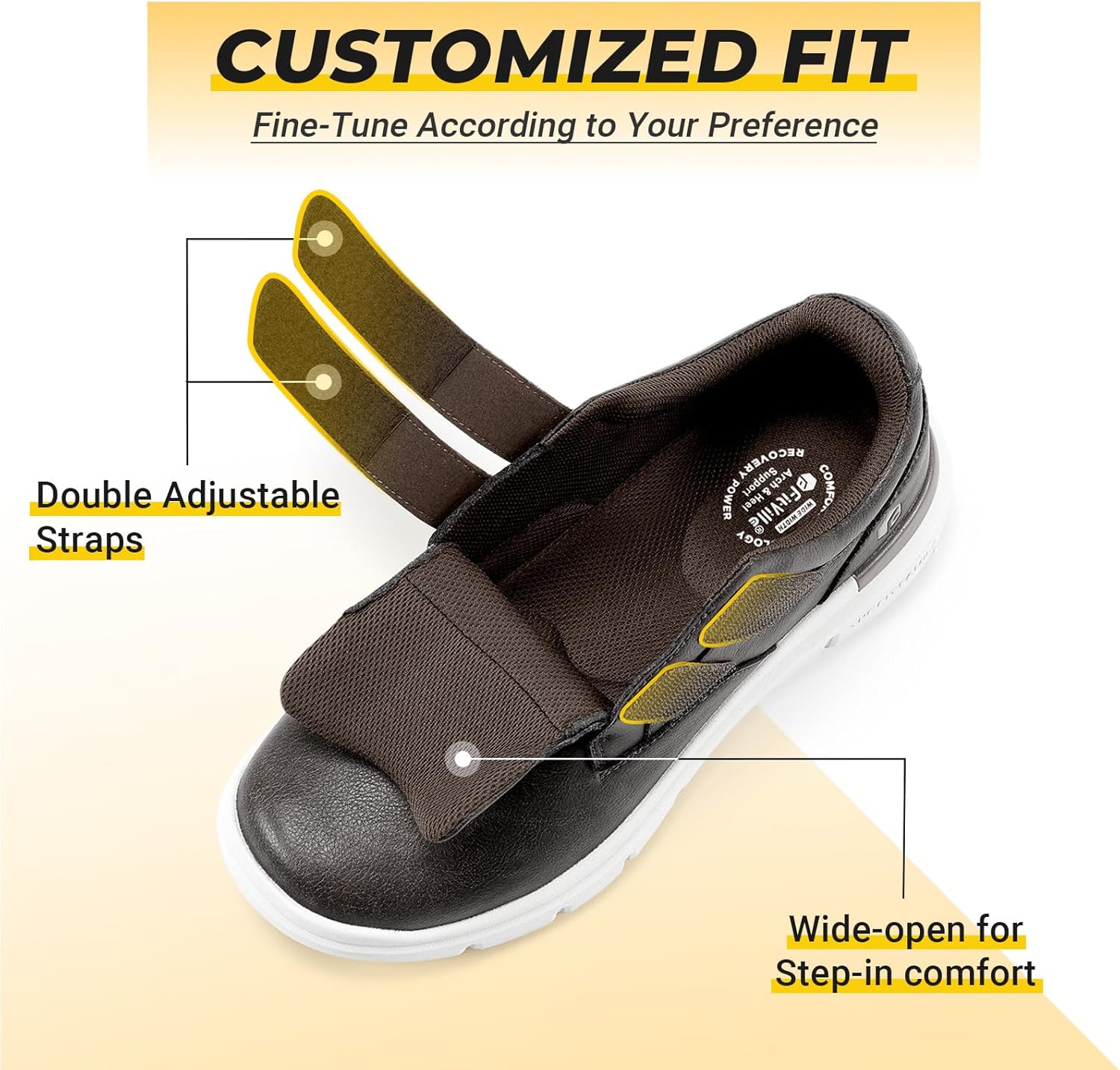 FitVille Shoes for Men Extra Wide, Straps Diabetic Shoes for Men Slip on, Casual Wide Dress Sneaker for Walking, Easy On and Off, Swollen Feet - Image 3