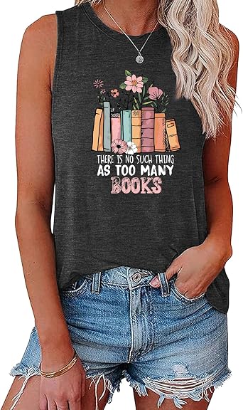 BLACKMYTH Womens Book Lover Tunic Graphic Print Tank Tops