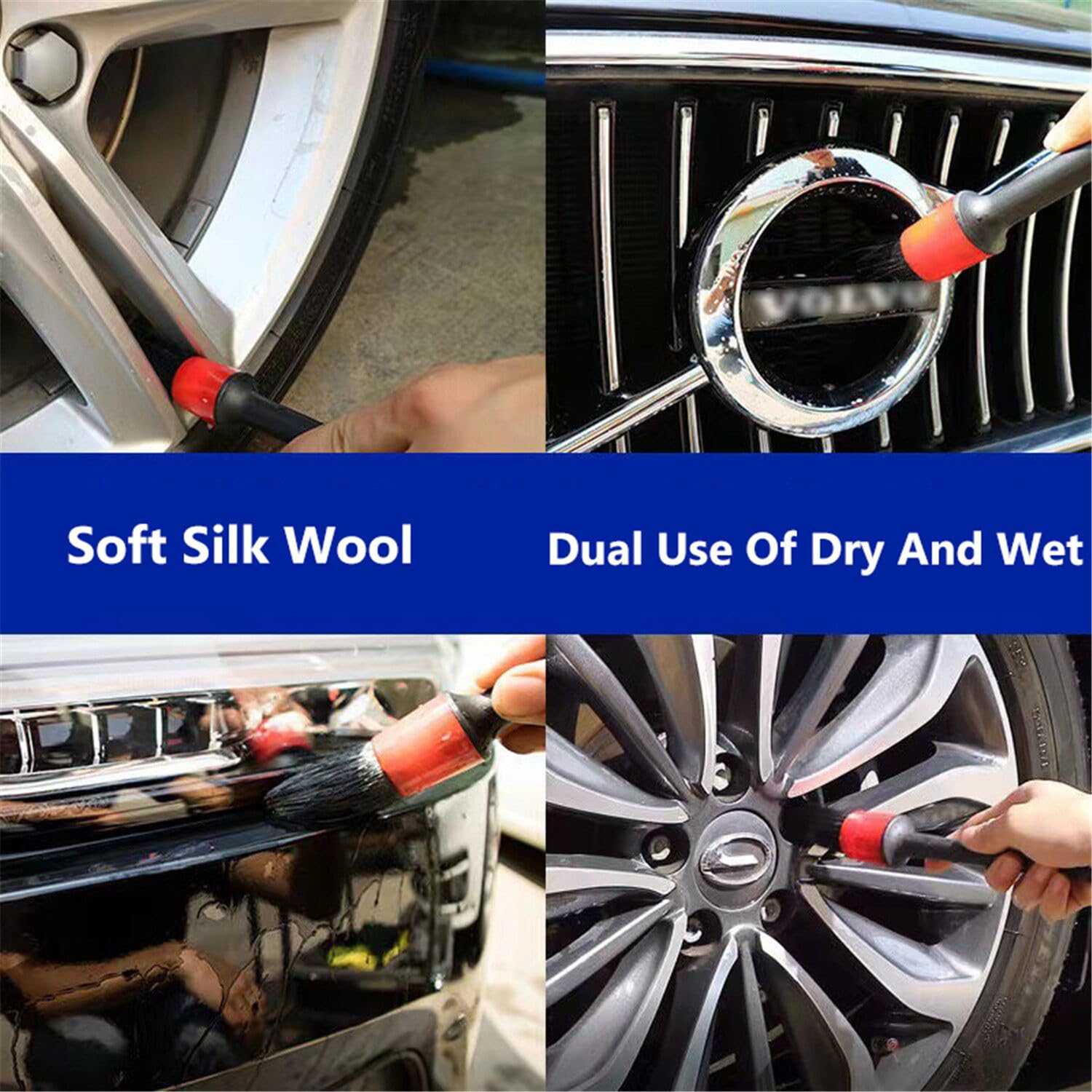 24-teiliges Auto-Reinigungswerkzeug-Set, Auto-Detail-Pinsel-Set zur Reinigung von Rädern, Armaturenbrett, Leder, Motor, Lüftungsschlitzen, Emblemen, Auto-Detail-Pinsel-Set, Auto-Bohrerbürsten-Set,