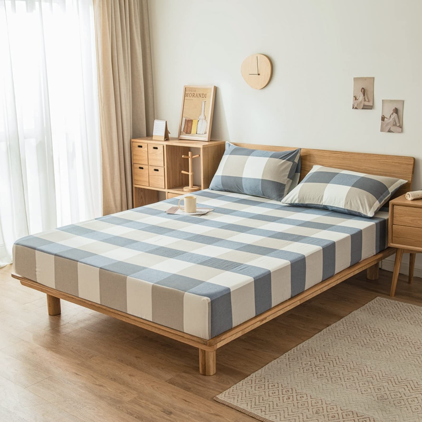 Amazon｜Daenlujec ボトムシーツ キングサイズ ライトブラウン