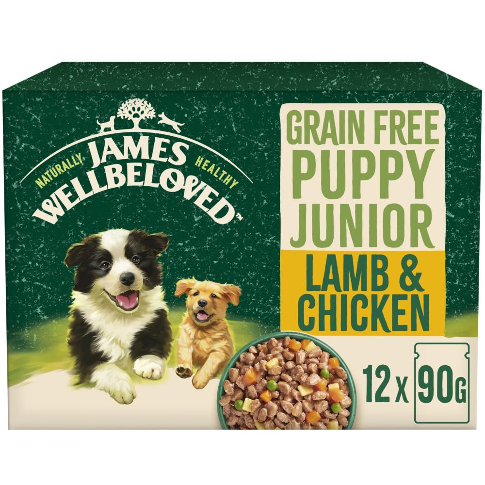 James Wellbeloved Grain Free Puppy Dog Food with Lamb and Chicken in Gravy Pouch 12 x 90 g