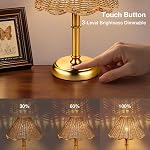 Mini Lampe de table sans fil Boho Rattan, 5200-mAh Batterie rechargeable, 3-Level Luminosité Dimmable, intégrée à la construction LED 320 Lumen Max, Shade Rattan, pour Table de restaurant côté lit