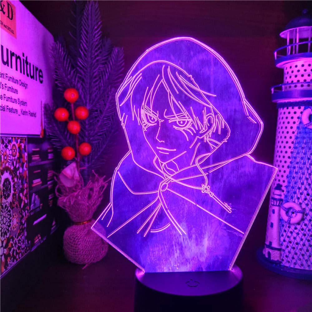 Lampe 3D LED L'Attaque Des Titans - Eren Jaeger - 16 Couleurs Avec Télécommande