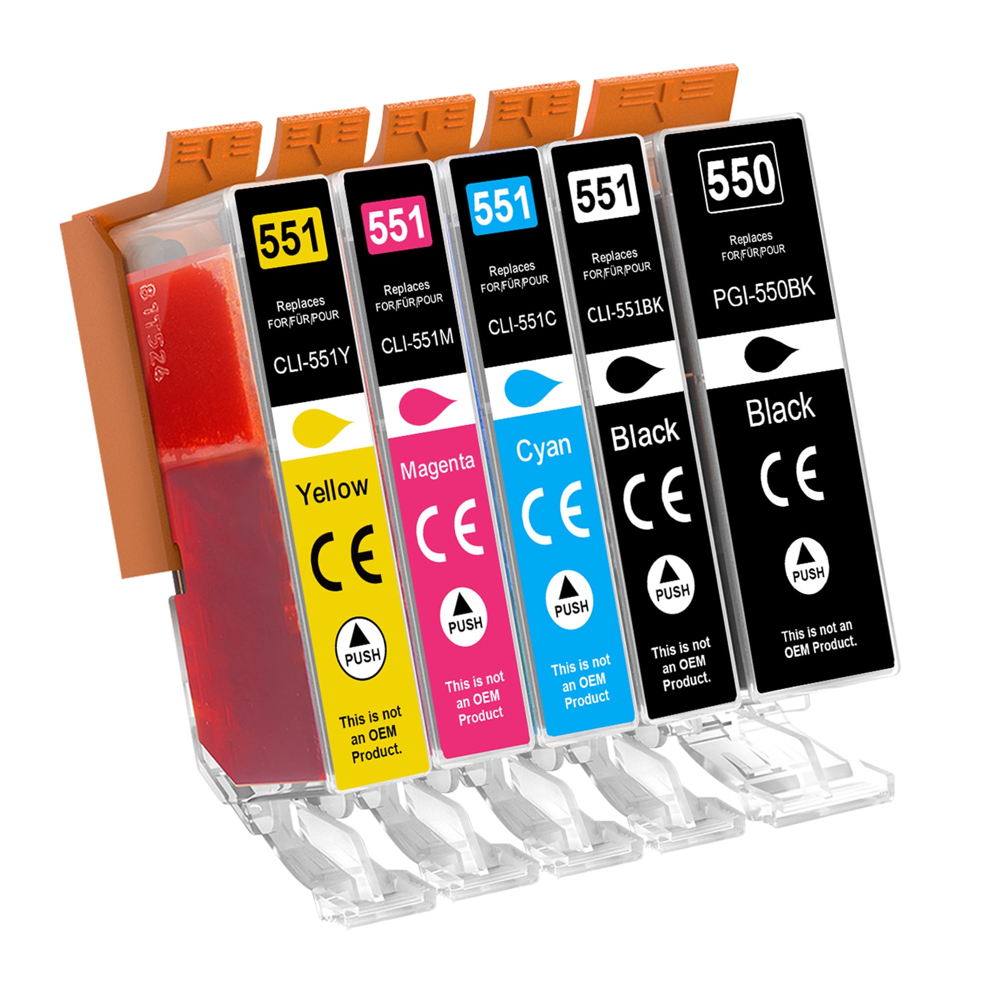 5 Pack 550XL 551XL Ink Cartridges Compatible with Canon PGI-550 CLI-551 XL for Canon Pixma IP7250, MX925, MX725, MG5550, MG5650, MG5450, MG7550, MG6650, MG6350, MG6450, MG7150, IP. 8750, IX6850
