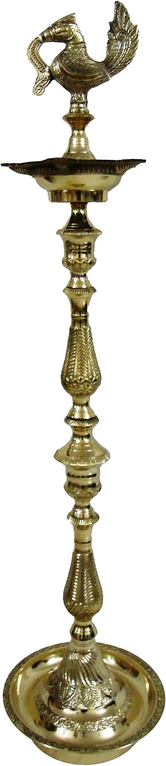 Brass Puja Eternal Annam Lamp, 10" x 10" x 36"