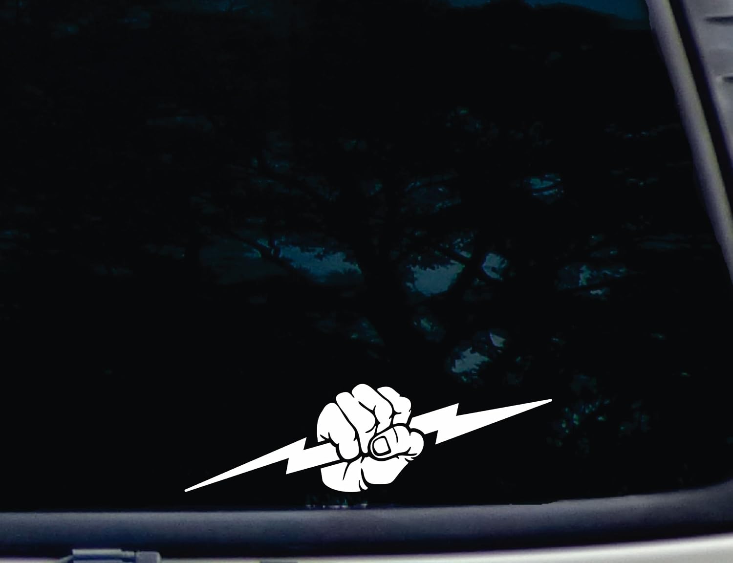 Electrician with fist and Lightning Bolt - 8 1/2" x 2 1/2" die Cut Vinyl Decal Sticker for Windows, Cars, Trucks, Tool Boxes, laptops - virtually Any Hard, Smooth Surface. Made in The USA!