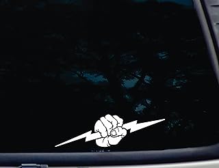 Electrician with fist and Lightning Bolt - 8 1/2" x 2 1/2" die Cut Vinyl Decal Sticker for Windows, Cars, Trucks, Tool Boxes, laptops - virtually Any Hard, Smooth Surface. Made in The USA!