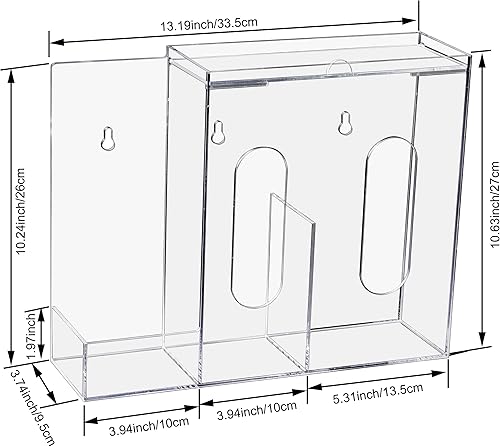 Miniatura 2 de SEANADO Dispensador de mascarillas de acrílico con 3 compartimentos, estación de higiene para máscaras faciales desechables, bolsa de Emesis,