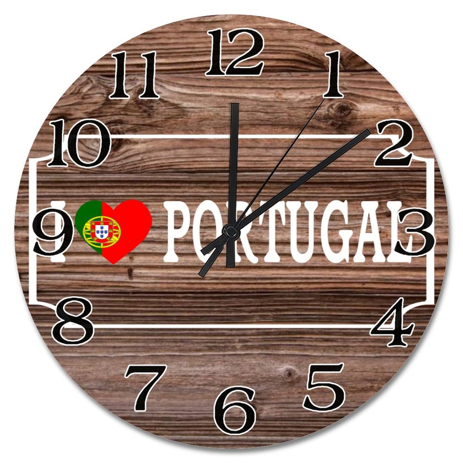 Grande horloge murale drapeau du Portugal de 25,4 cm silencieuse à piles pour salon