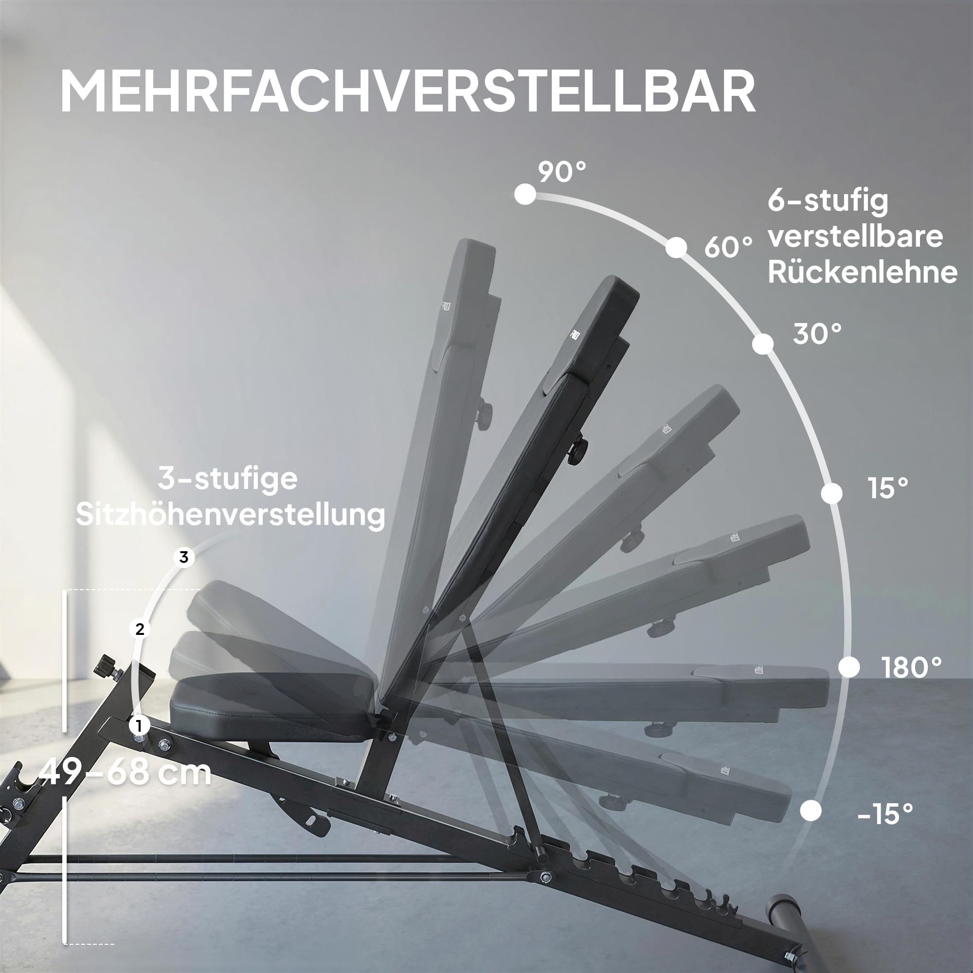 SPORTNOW Hantelbank Verstellbar 4 in 1 Trainingsbank mit Beinstrecker