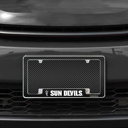 Miniatura 4 de Rico Industries NCAA Carbon Fiber 12" x 6" Chrome All Over Automotive License Plate Frame for CarTruckSUV