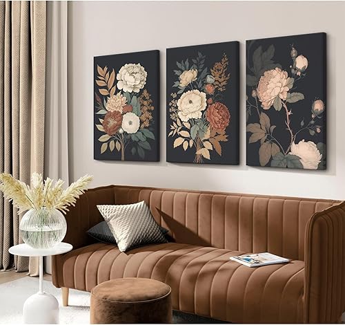 Miniatura 106 de Arte de pared bohemio con margaritas, decoración de pared de lienzo de montaña, impresiones abstractas de flores silvestres, puesta de sol, arte de