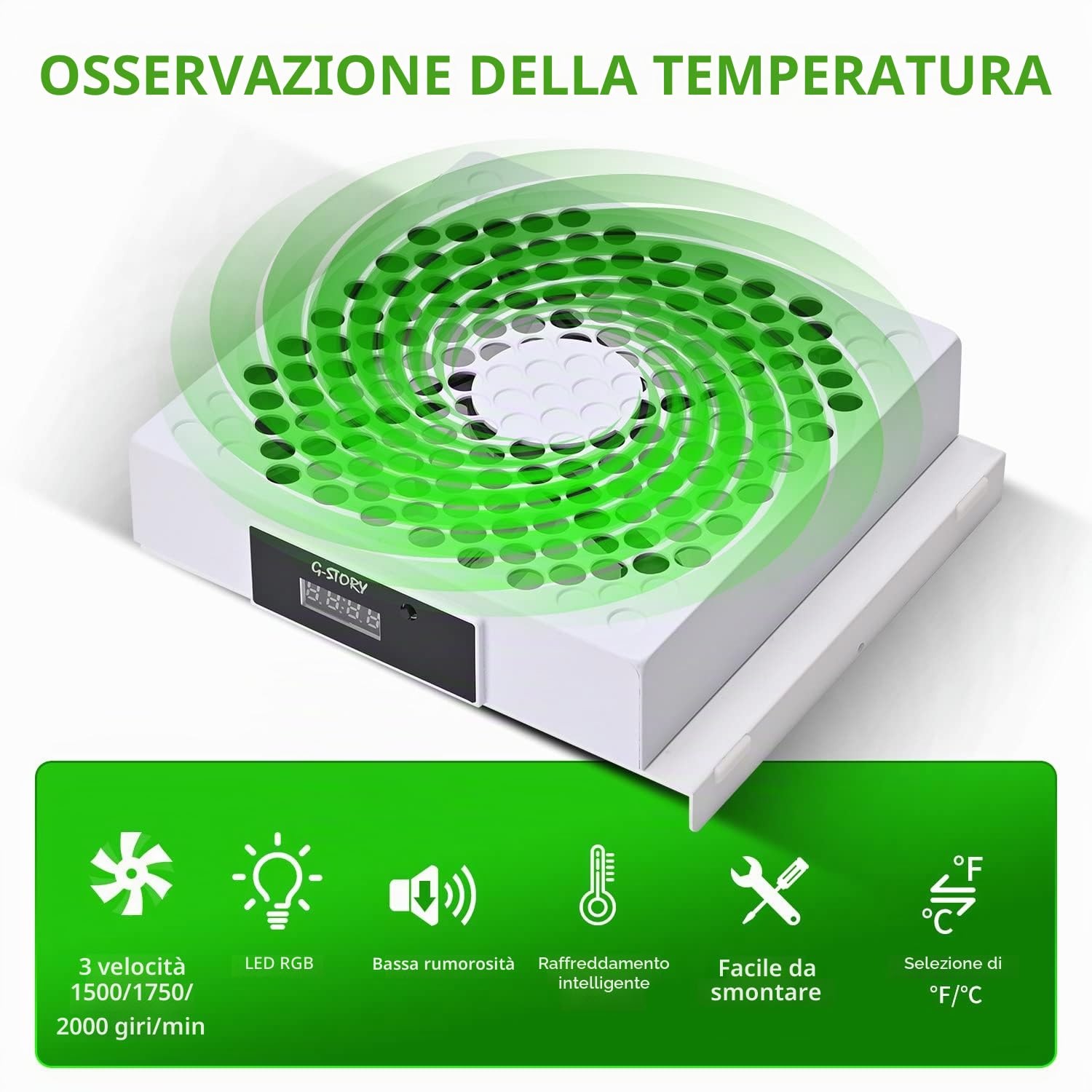 G-STORY Ventola di raffreddamento per Xbox Series S con velocità della ventola automatica regolabile in base alla temperatura, display a LED, raffreddamento ad alte prestazioni, basso rumore, 3
