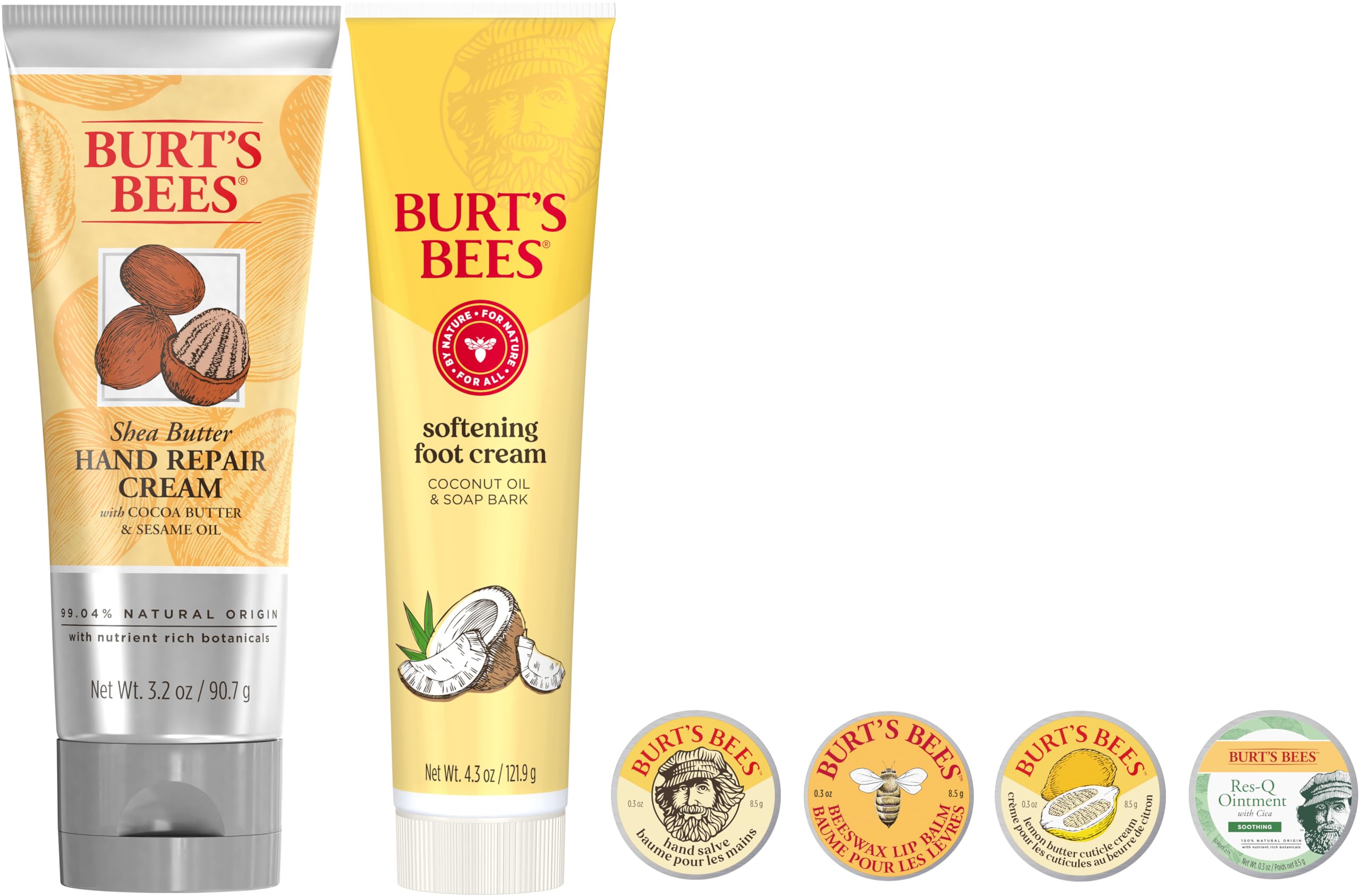 Burt's Bees Timeless Minis Kit, With Coconut Foot Cream, Milk and Honey Body Lotion, Deep Cleansing Cream, Res-Q Ointment, Hand Salve and Beeswax Lip Balm, Natural Origin Skin Care, 1 Kit: Classics Set 6 Piece Set