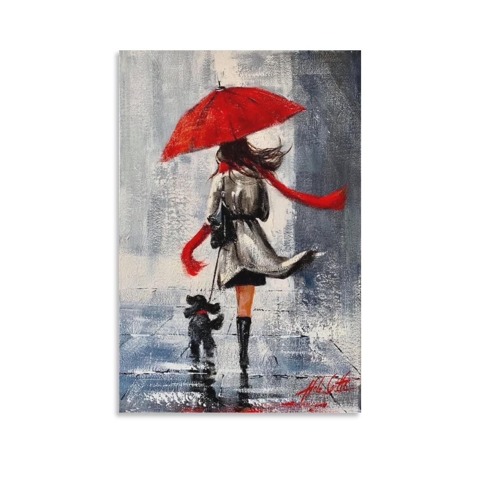Girl And Red Umbrella Woman In A Poppy Field Our Beautiful Wall Art
