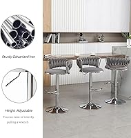 Vista 95 de Gold Velvet Bar Stools Set of 4, Counter Height Barstools with Low Back, Swivel Bar Stool for Kitchen Island, Pub (Grey)