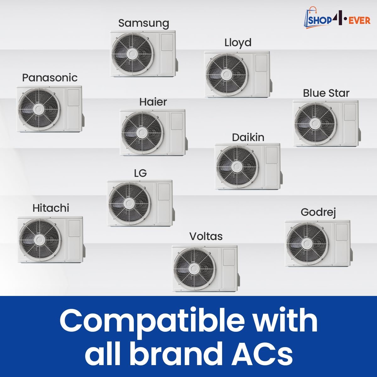 Shop4Ever Ac Stand | Tafta Heavy Duty Ac Outdoor Stand for 1 Ton, 1.1 Ton, 1.2 Ton, 1.5 Ton & 2 Ton Outdoor Units | GI Steel Floor AC Stand | Silver | 43.5 x 5 cm | Pack of 1 4