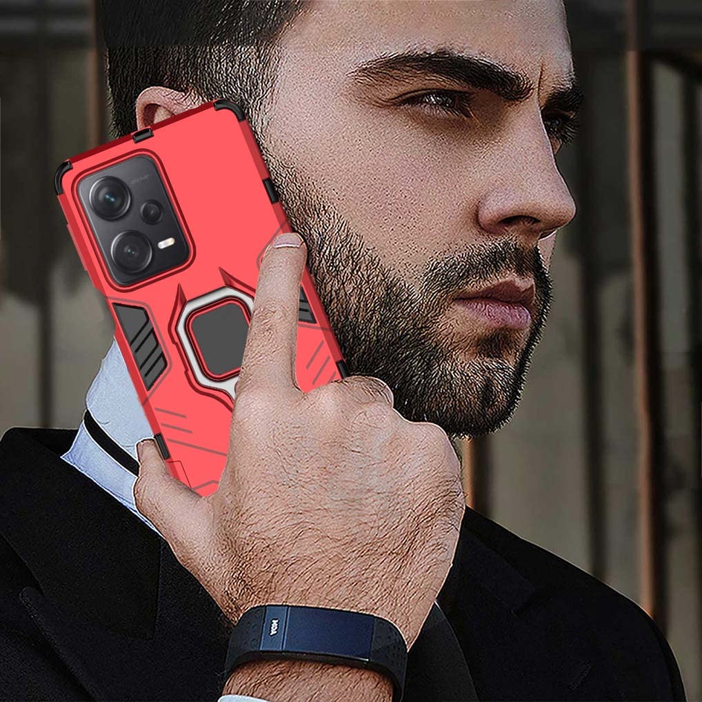 SEAHAI Cover Per Xiaomi Redmi Note 12 4G Con Anello Metallico Rotante 360° E Supporto Magnetico, Protezione Militare, Blu - 2