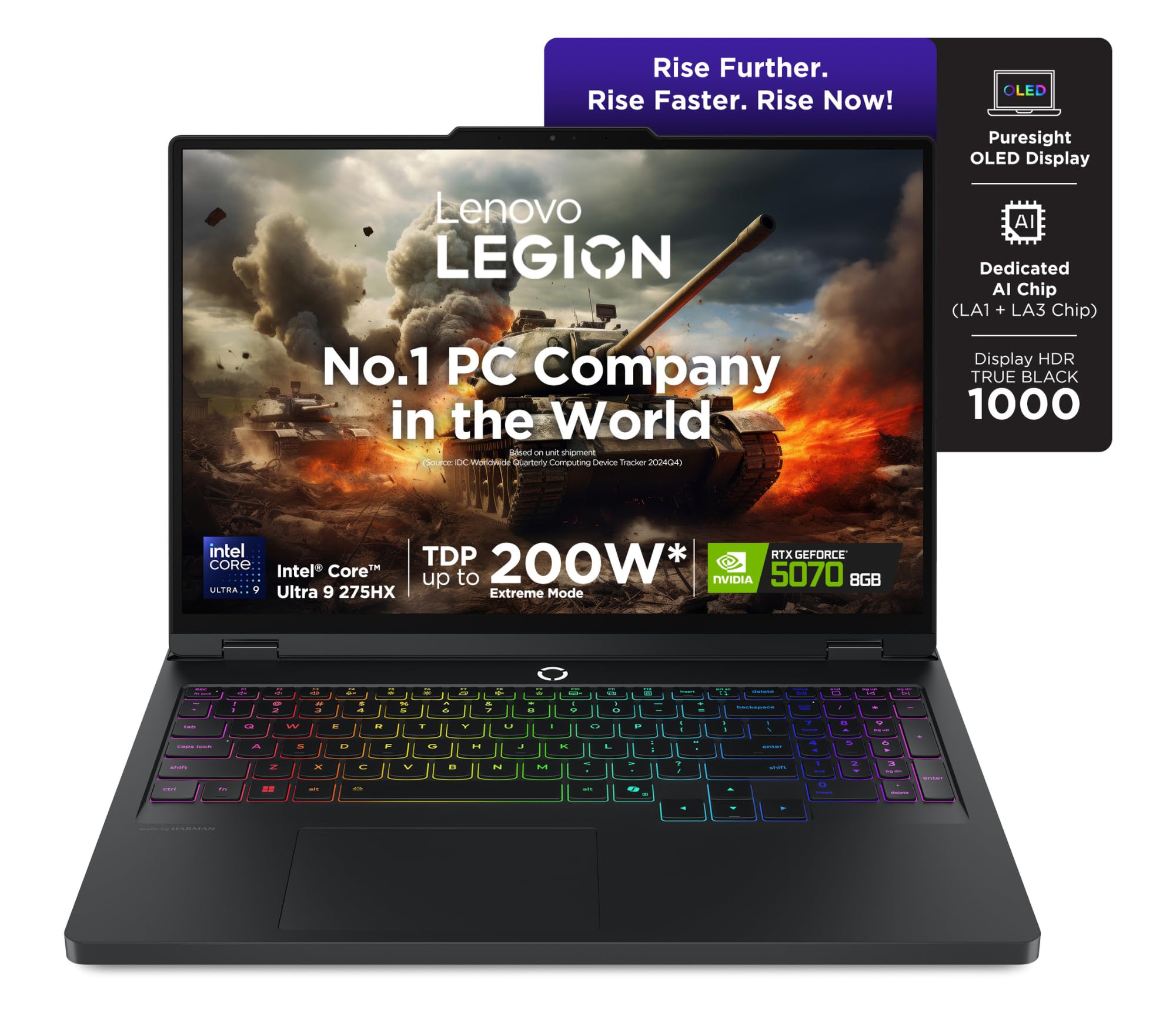 Lenovo Legion Pro 5 2025 Intel Core Ultra 9 275HX | NVIDIA RTX 5070 8GB (32GB RAM/1TB SSD/WQXGA OLED/165Hz/16 (40.6cm)/Windows 11/Office 2024+AI Now/Black/2.4Kg), 83F3007BIN AI Powered Gaming Laptop