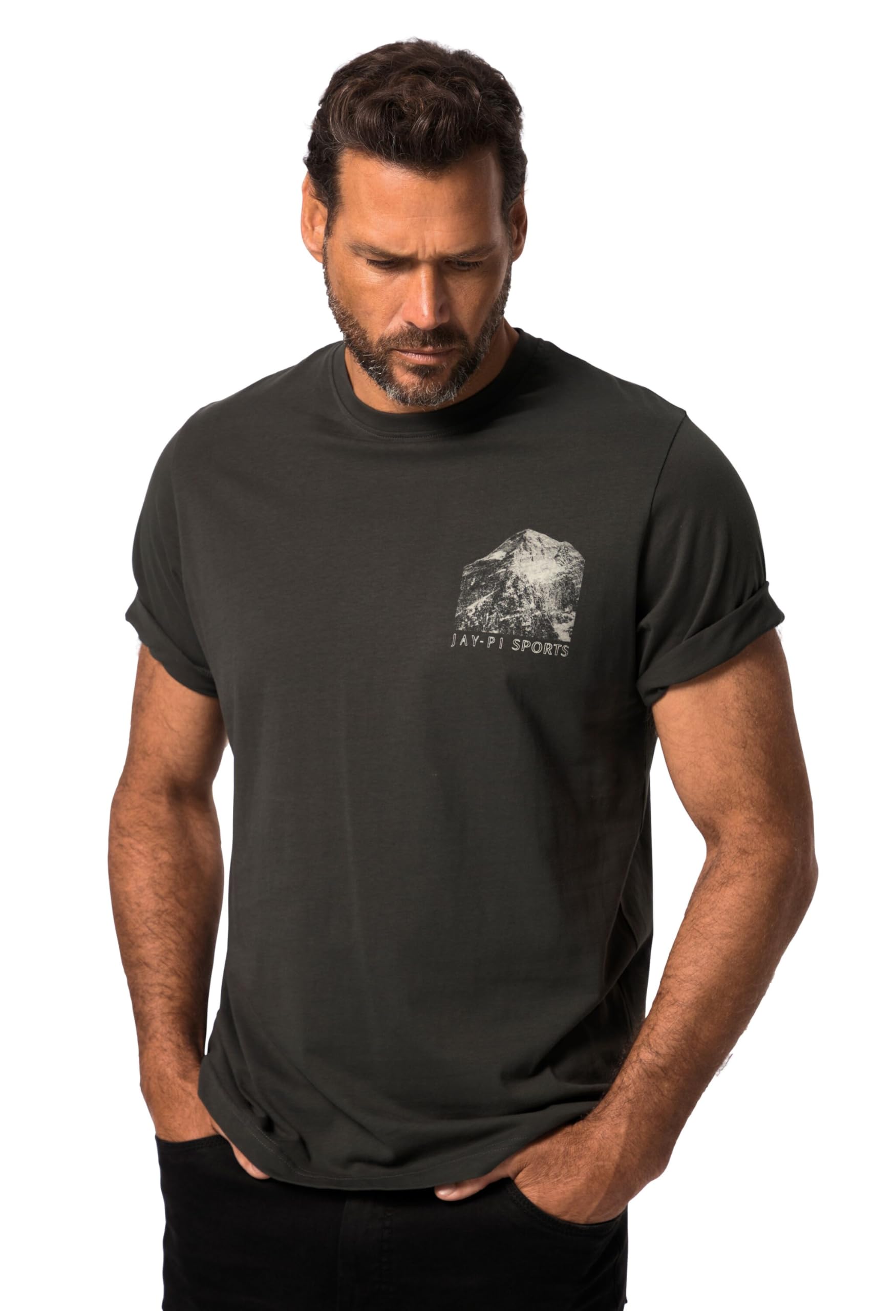 Jay-Pi Men's Charcoal Jp 1880 Ski, T-Shirt, Back Print, 1/2, 7XL