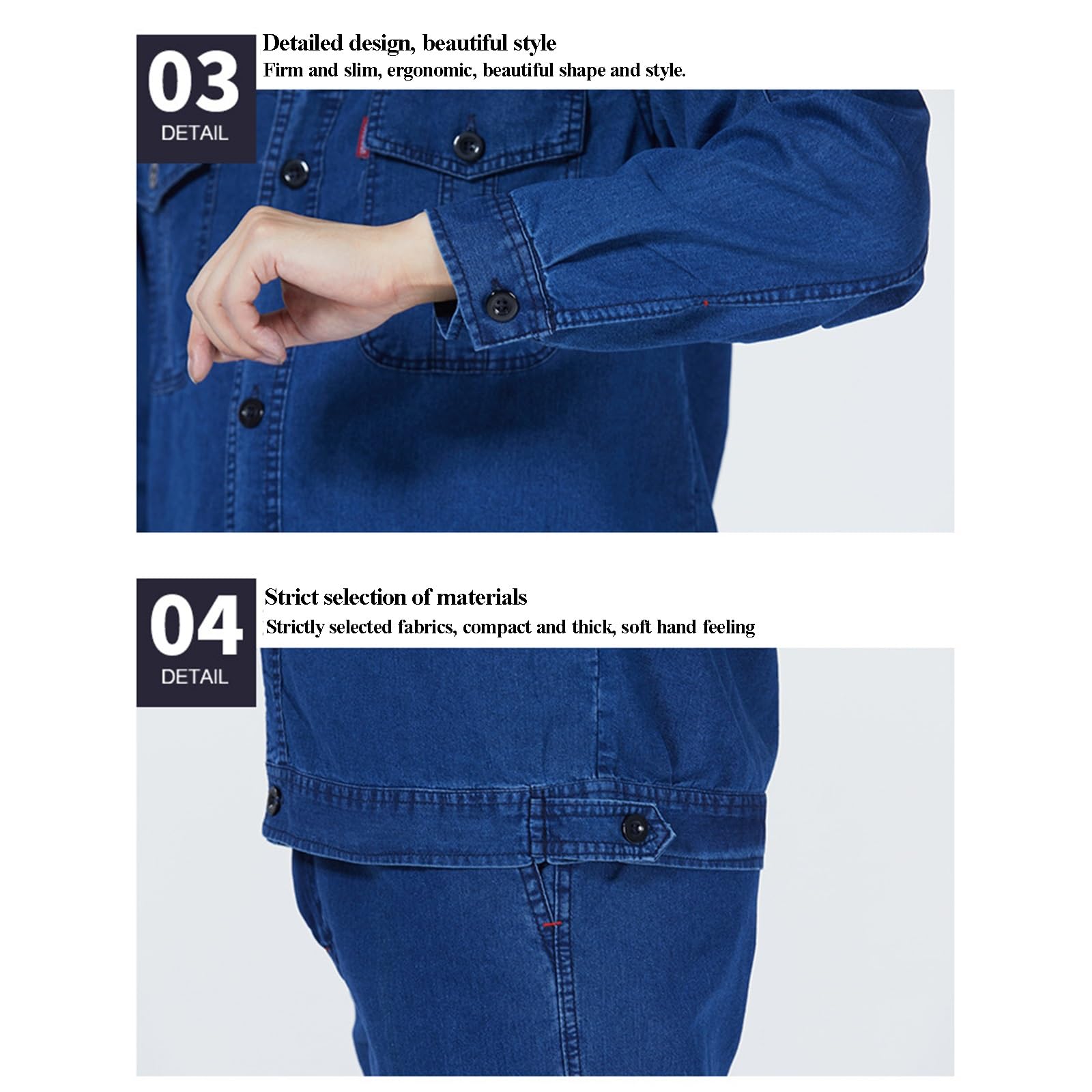 Ropa d Trabajo de Seguridad Reflectante para Hombre Mezcla de Algodón y Poliéster Ajuste Cómodo Cremallera Metálica Bolsillo En El Pecho Uniforme Laboral
