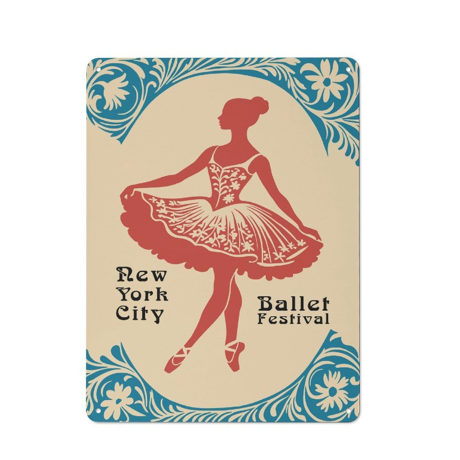 Junmoney Style-19 Urban Metal Wall Art Sign 40X30cm Featuring New York City Ballet Festival, Studio Wall Art For Modern Home, Workshop, Office Or Cafe