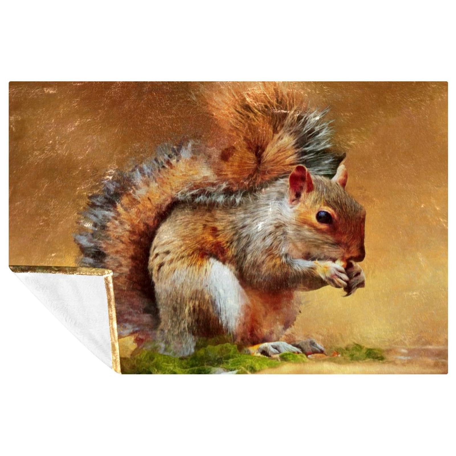Peinture d'écureuil contre le froid couverture de lit douillette