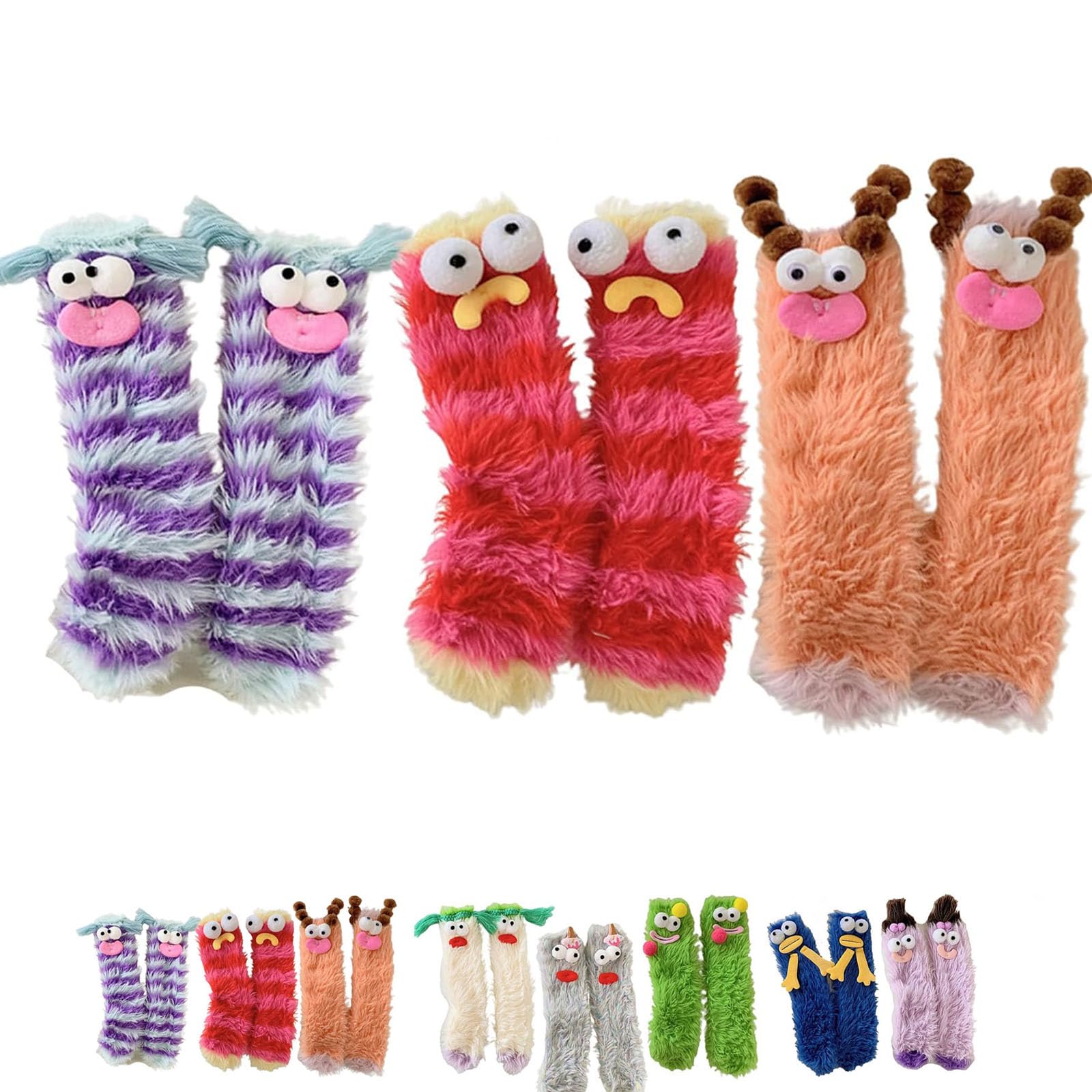 Fadaing Women's C Warm Ozy Fluffy Artoon Monster Socks Funny Ute Fluffy Socks For Girls Hristmas Fluffy Socks